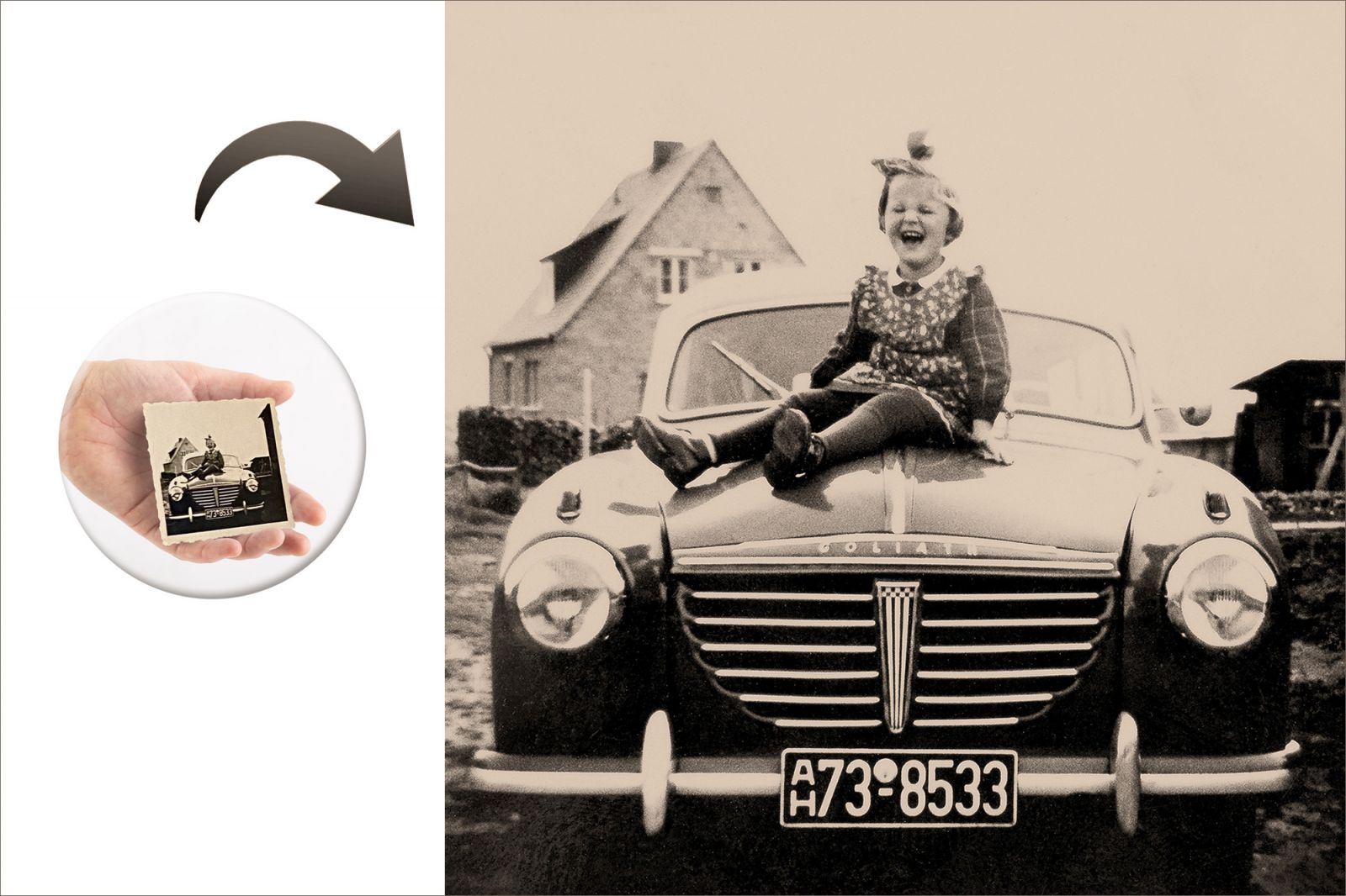 Fotoreproduktion, Reprofoto und Fotorestaurierung von alten, antiken Fotos und Bilder, professionelle Digitalisierung und Vergrößerung