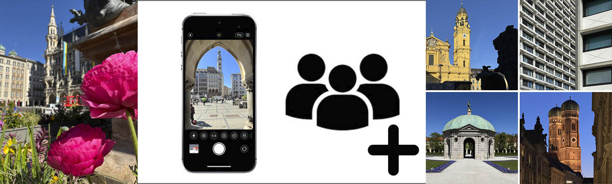 Smartphone-Fotos vom Marienplatz, Olympiadorf, Frauenkirche und Hofgarten in München