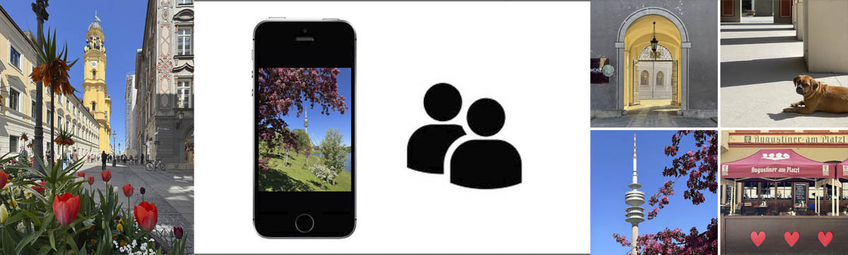Smartphone-Fotos von der Theatinerstraße, Olympiapark, Residenz und Augustiner am Platz'